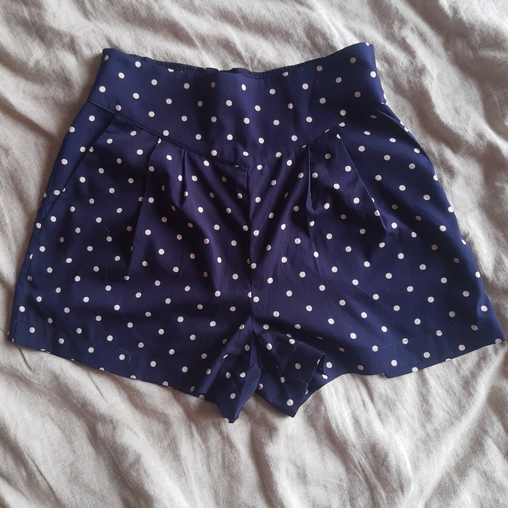 Navy Blue Polka Dot Shorts